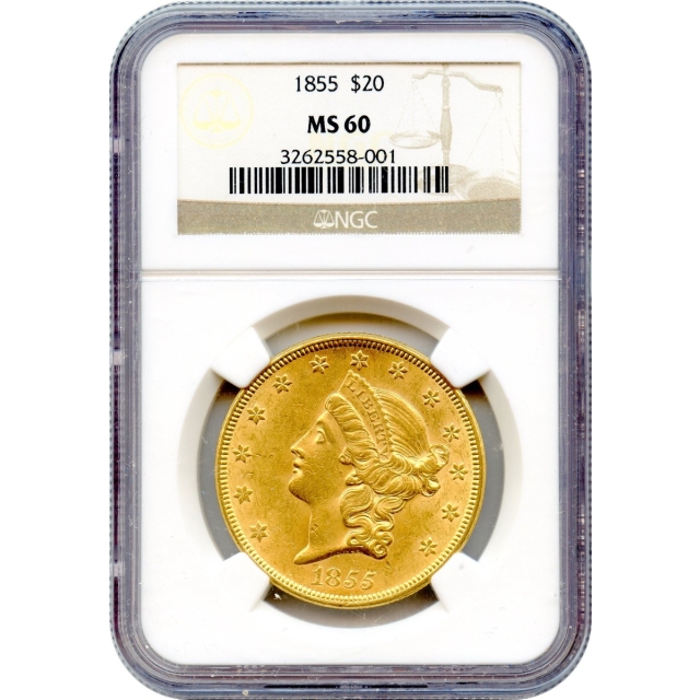 1855 $20 Liberty Head Double Eagle NGC MS60