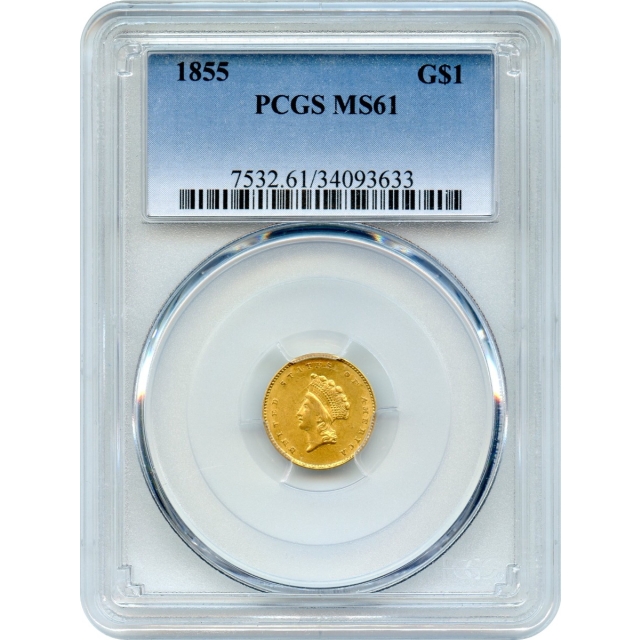 1855 G$1 Indian Princess Gold Dollar PCGS MS61
