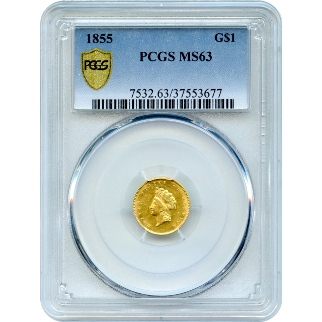 1855 G$1 Indian Princess Gold Dollar PCGS MS63