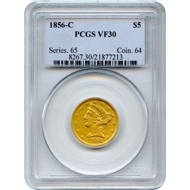 1856-C $5 Liberty Head Half Eagle PCGS VF30