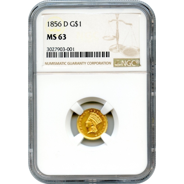1856-D G$1 Indian Princess Gold Dollar NGC MS63
