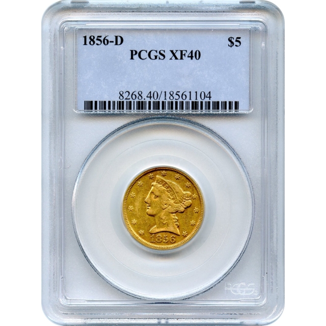 1856-D $5 Liberty Head Half Eagle PCGS XF40