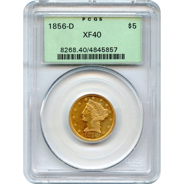 1856-D $5 Liberty Head Half Eagle PCGS XF40