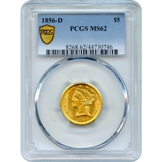 1856-D $5 Liberty Head Half Eagle PCGS MS62