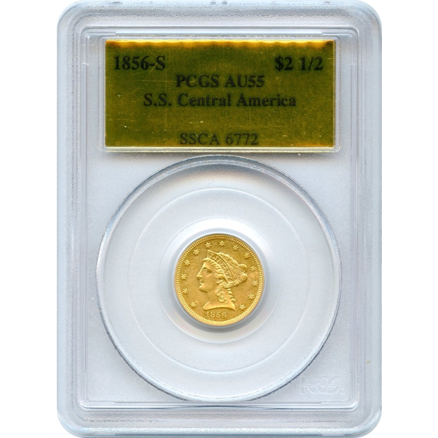 1856-S $2.50 Liberty Head Quarter Eagle PCGS AU55 Ex.SS Central America