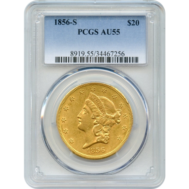 1856-S $20 Liberty Head Double Eagle PCGS AU55