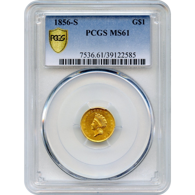 1856-S G$1 Indian Princess Gold Dollar PCGS MS61