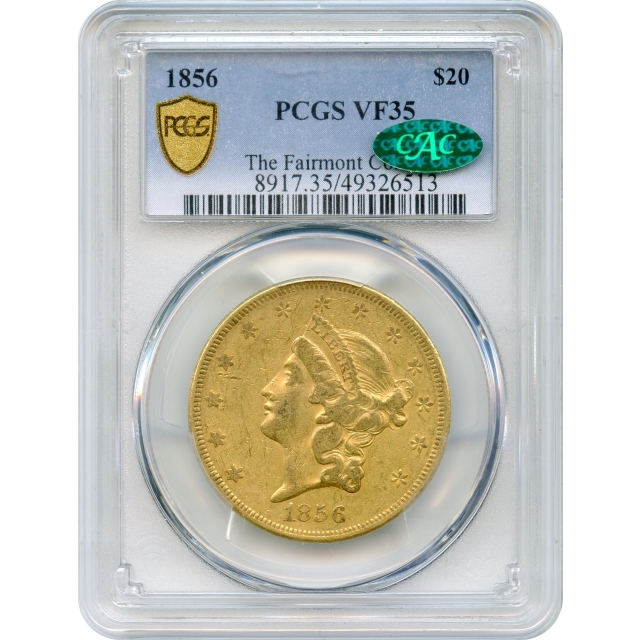 1856 $20 Liberty Head Double Eagle PCGS VF35 (CAC)