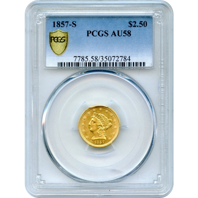 1857-S $2.50 Liberty Head Quarter Eagle PCGS AU58