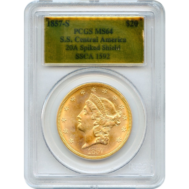 1857-S $20 Liberty Head Double Eagle 20A PCGS MS64 Ex.SS Central America 
