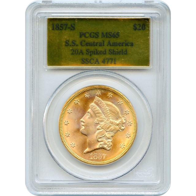 1857-S $20 Liberty Head Double Eagle 20A PCGS MS65 Ex.SS Central America