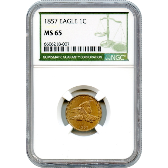 1857 1C Flying Eagle Cent NGC MS65