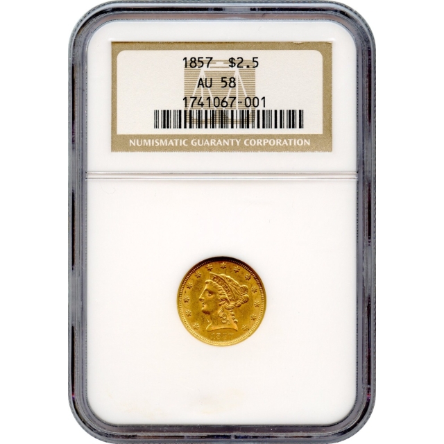 1857 $2.50 Liberty Head Quarter Eagle NGC AU58