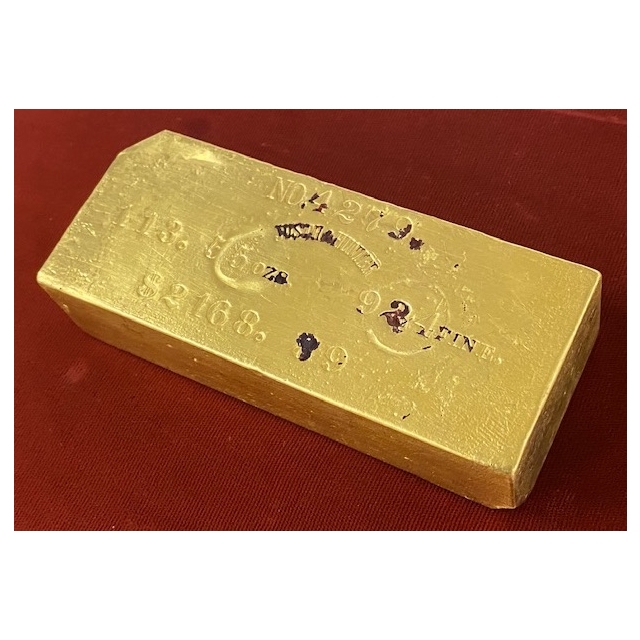 1857 Justh & Hunter gold ingot No. 4279, 113.55 OZ., 924 FINE, Ex.SS Central America