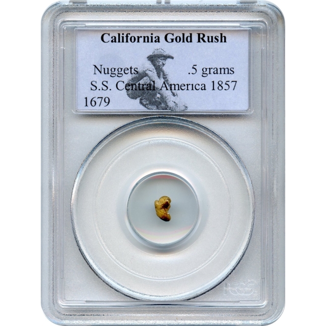 Gold Nugget - 1857 California Gold Rush 0.5 grams PCGS Ex.SS Central America (1st recovery)