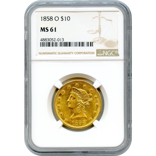 1858-O $10 Liberty Head Eagle NGC MS61