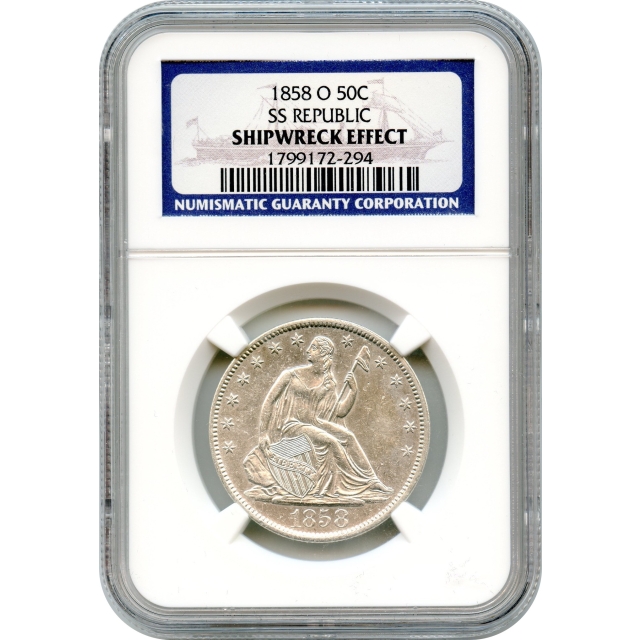 1858-O 50C Liberty Seated Half Dollar NGC SE Ex.SS Republic