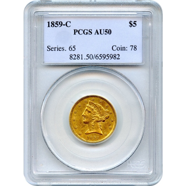 1859-C $5 Liberty Head Half Eagle PCGS AU50