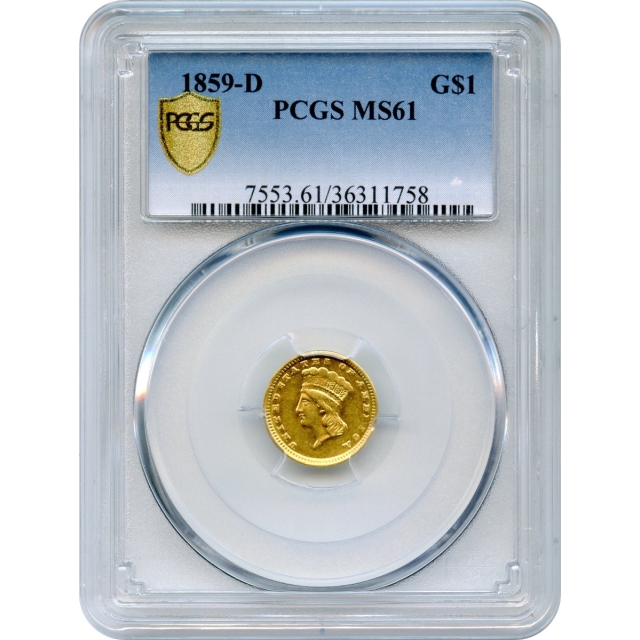 1859-D G$1 Indian Princess Gold Dollar PCGS MS61