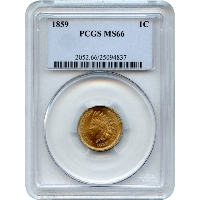 1859 1C Indian Head Cent PCGS MS66