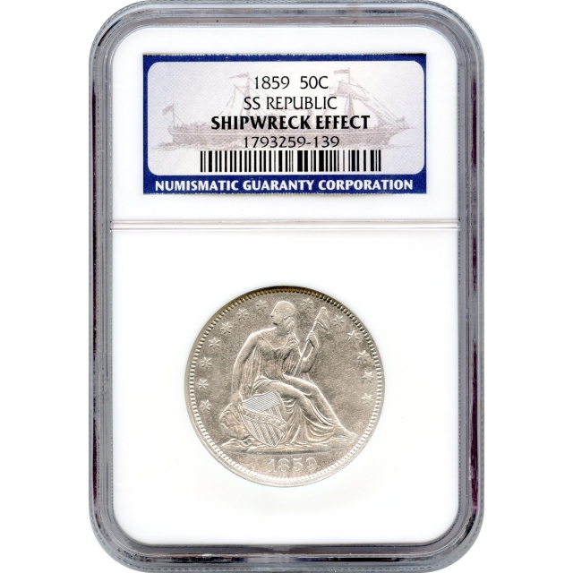 1859 50C Liberty Seated Half Dollar NGC SE Ex.SS Republic