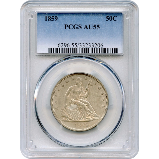 1859 50C Liberty Seated Half Dollar PCGS AU55