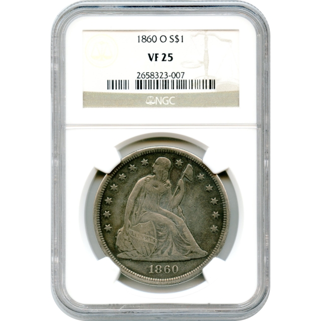 1860-O $1 Liberty Seated Silver Dollar NGC VF25