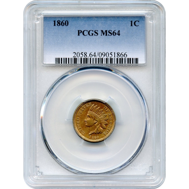 1860 1C Indian Head Cent PCGS MS64