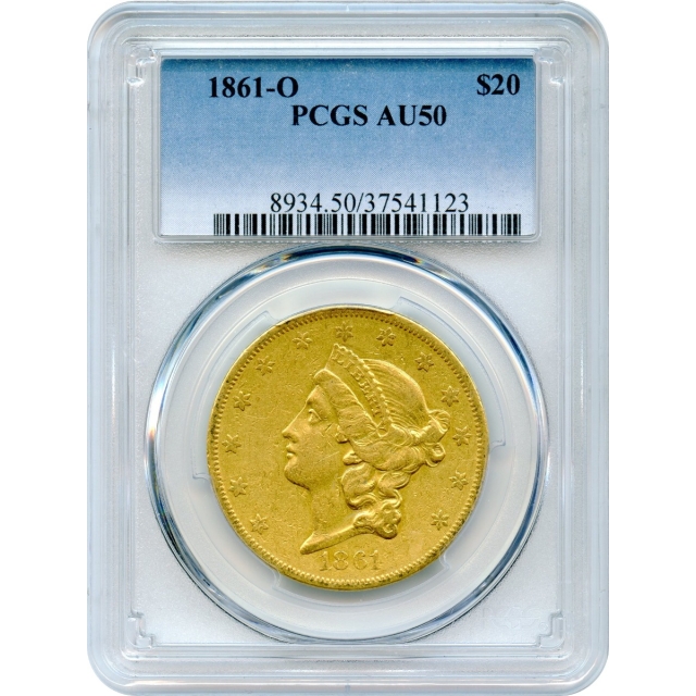 1861-O $20 Liberty Head Double Eagle CSA PCGS AU50 - Struck by Confederacy!