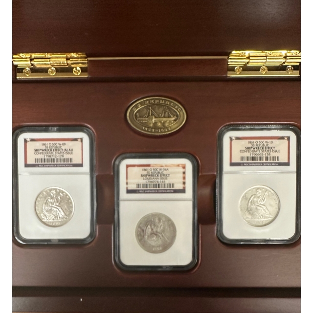 1861-O New Orleans Mint 3pc Liberty Seated Half Dollar Set NGC SE (A) AU Ex.SS Republic