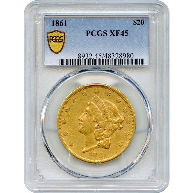 1861 $20 Liberty Head Double Eagle PCGS XF45