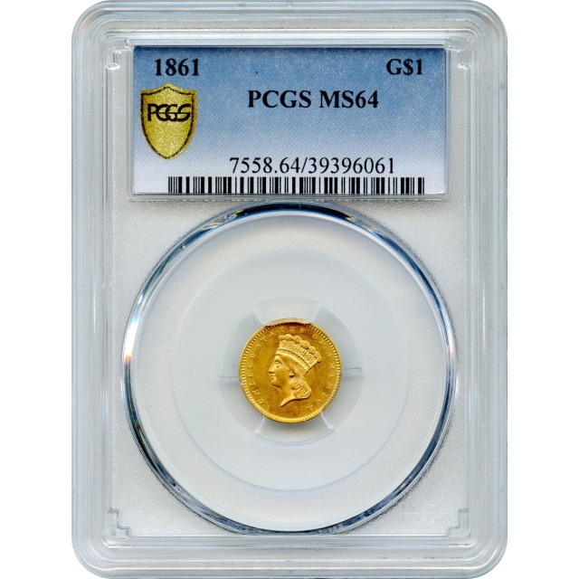 1861 G$1 Indian Princess Gold Dollar PCGS MS64