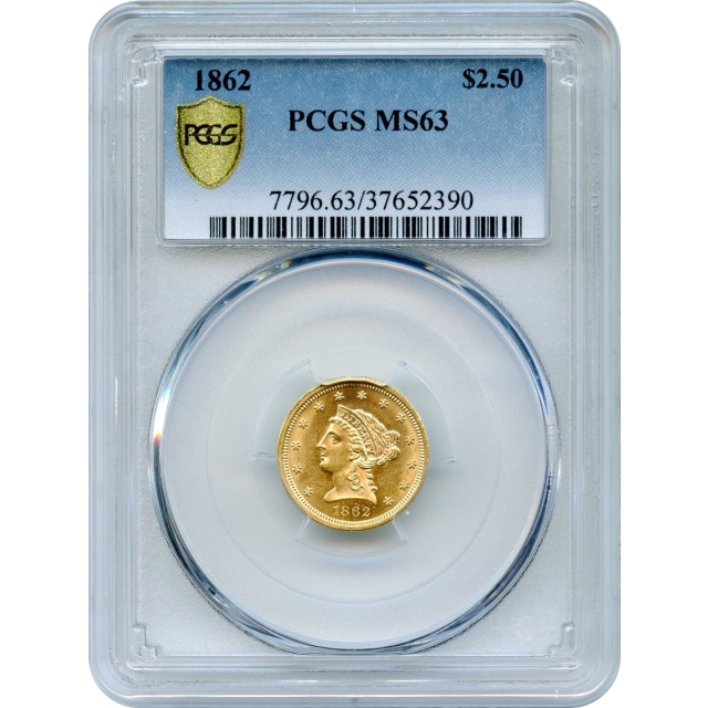 1862 $2.50 Liberty Head Quarter Eagle PCGS MS63