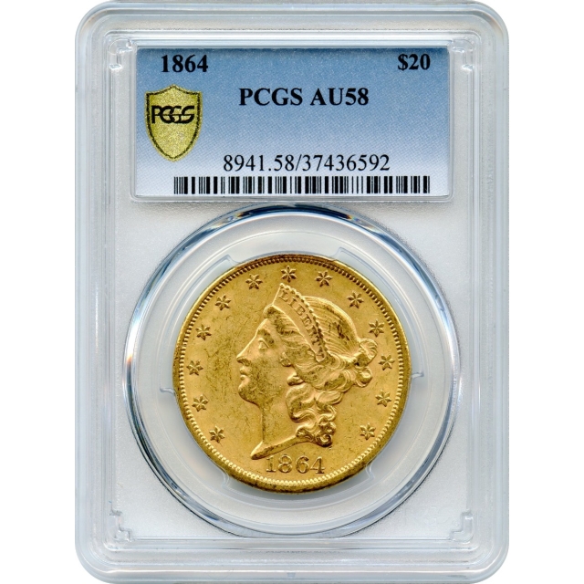 1864 $20 Liberty Head Double Eagle PCGS AU58