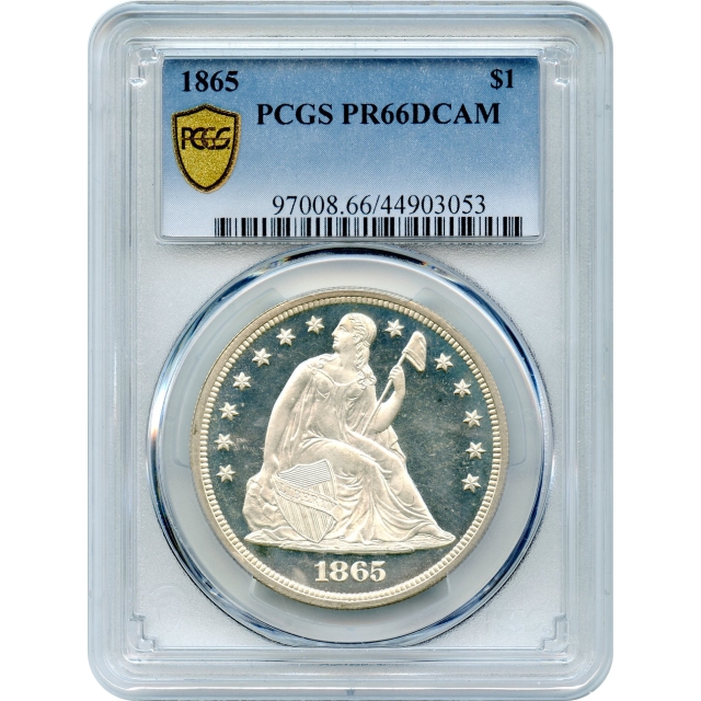 1865 $1 Liberty Seated Silver Dollar PCGS PR66DCAM