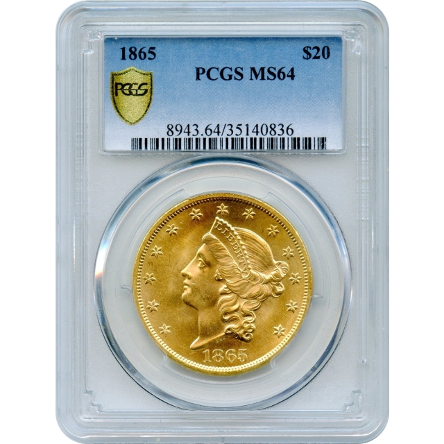 1865 $20 Liberty Head Double Eagle PCGS MS64