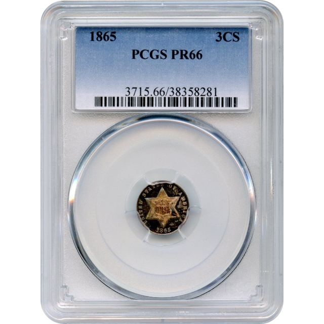 1865 3CS Three Cent Silver PCGS PR66