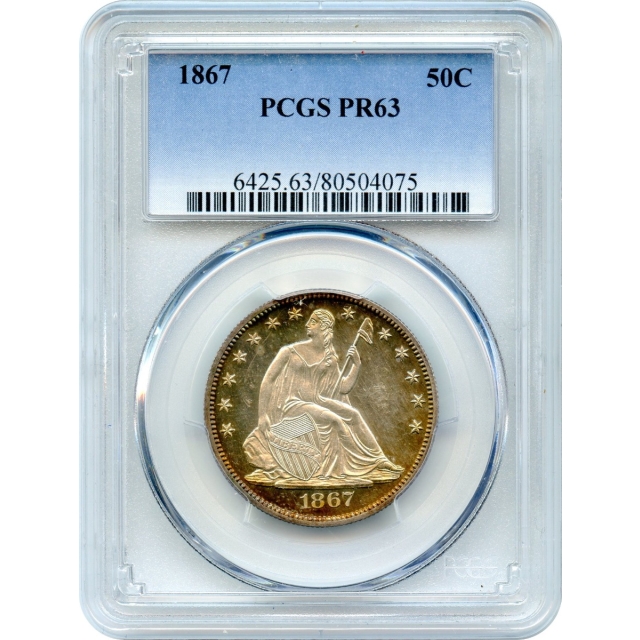 1867 50C Liberty Seated Half Dollar PCGS PR63