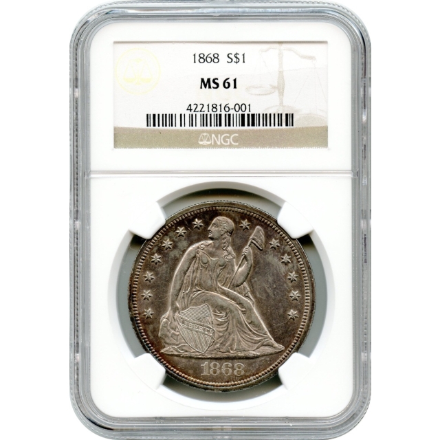 1868 $1 Liberty Seated Dollar NGC MS61