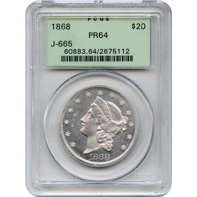 1868 $20 Liberty Head Double Eagle, J-665 Aluminum Pattern PCGS PR64