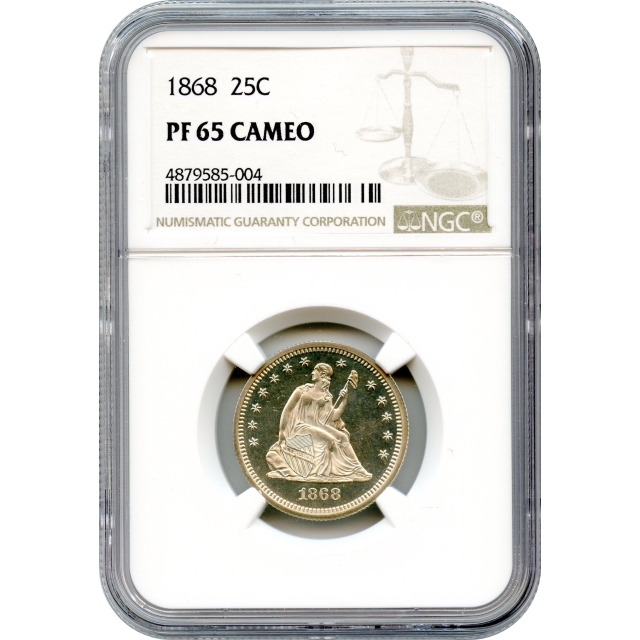 1868 25C Liberty Seated Quarter Dollar, Motto, NGC PR65CAM - Condition Rarity in Cameo!
