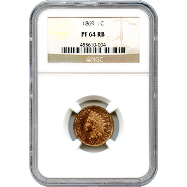 1869 1C Indian Head Cent NGC PR64RB