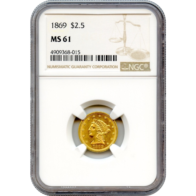 1869 $2.50 Liberty Head Quarter Eagle NGC MS61