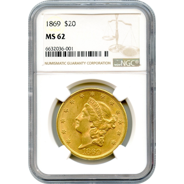 1869 $20 Liberty Head Double Eagle NGC MS62