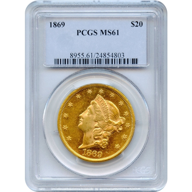 1869 $20 Liberty Head Double Eagle PCGS MS61