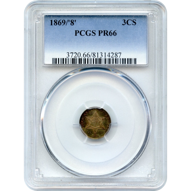 1869/8 3CS Three Cent Silver Piece PCGS PR66