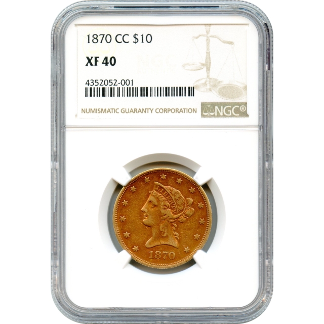 1870-CC $10 Liberty Head Eagle NGC XF40 - color!!!