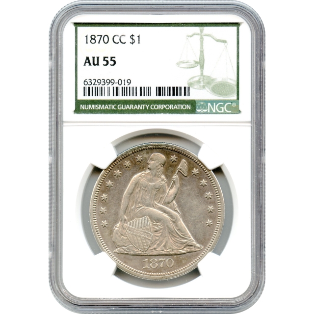 1870-CC $1 Liberty Seated Dollar NGC AU55