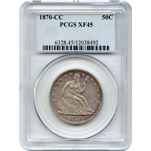 1870-CC 50C Liberty Seated Half Dollar PCGS XF45