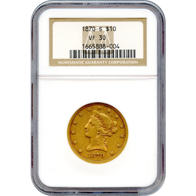 1870-S $10 Liberty Head Eagle NGC VF30